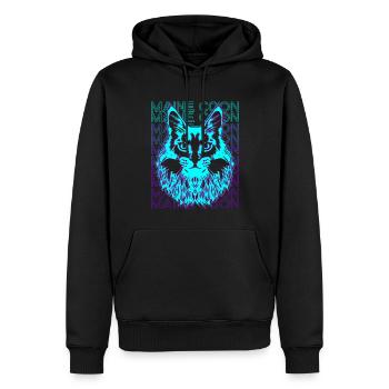 Maine Coon Chat Rétro - Sweat à capuche Premium bio Homme - noir - Devant - Nico (187cm)