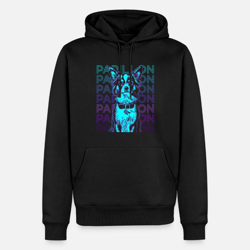 Papillon Chien Rétro - Sweat à capuche Premium bio Homme - noir