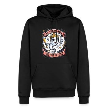 Il y a 63 ans, j’étais la femme la plus rapide - Sweat à capuche Premium bio Homme - noir - Devant - Nico (187cm)