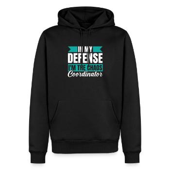 Vater Papa Lustiger Papa In My Defense - Männer Premium Bio Hoodie - Schwarz - Vorne - Nico (187cm)