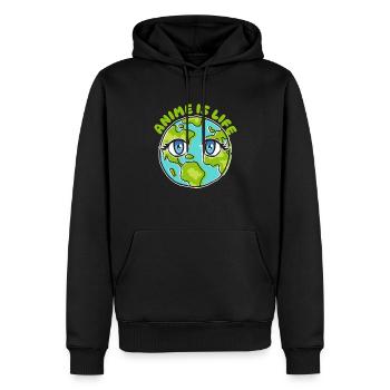 Anime Manga Vie Terre - Sweat à capuche Premium bio Homme - noir - Devant - Nico (187cm)