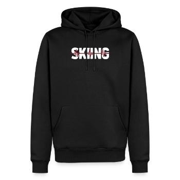 Skifahren Apres Ski Ekg Heartbeat - Männer Premium Bio Hoodie - Schwarz - Vorne - Nico (187cm)