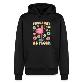Schwanger als Schwarm Groovy Flamingo Schwangersch - Männer Premium Bio Hoodie - Schwarz - Vorne - Nico (187cm)
