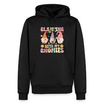 Glamping mit meinen Gnomies Groovy Glamper Gnome Z - Männer Premium Bio Hoodie - Schwarz - Vorne - Nico (187cm)