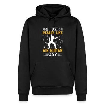 Ich mag Luftgitarre einfach sehr, okay? Lustiger L - Männer Premium Bio Hoodie - Schwarz - Vorne - Nico (187cm)