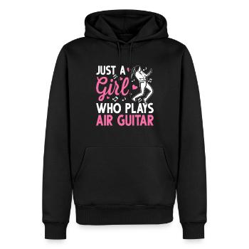 Just A Girl Who Plays Air Guitar Luftgitarren-Spie - Männer Premium Bio Hoodie - Schwarz - Vorne - Nico (187cm)