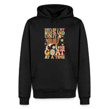 Driving My Husband Crazy One Goat At A Time Groovy - Männer Premium Bio Hoodie - Schwarz - Vorne - Nico (187cm)