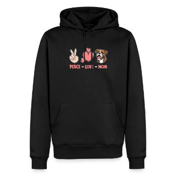 Boxer Chien Allemand Boxer Paix Amour Chien Maman - Sweat à capuche Premium bio Homme - noir - Devant - Nico (187cm)