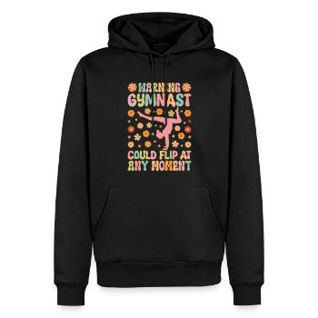 Warnung Turnerin könnte jeden Moment umkippen Groo - Männer Premium Bio Hoodie - Schwarz - Vorne - Nico (187cm)