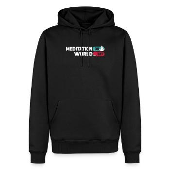 Méditation Méditation Méditation Sur le Monde Hors Monde - Sweat à capuche Premium bio Homme - noir - Devant - Nico (187cm)