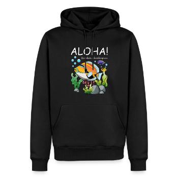 Humuhumunukunukuapua’a pousseur de récif hawaïen - Sweat à capuche Premium bio Homme - noir - Devant - Nico (187cm)