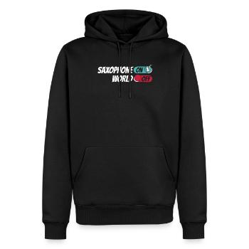 Saxophon Saxophone Saxofon Sur World Off - Sweat à capuche Premium bio Homme - noir - Devant - Nico (187cm)