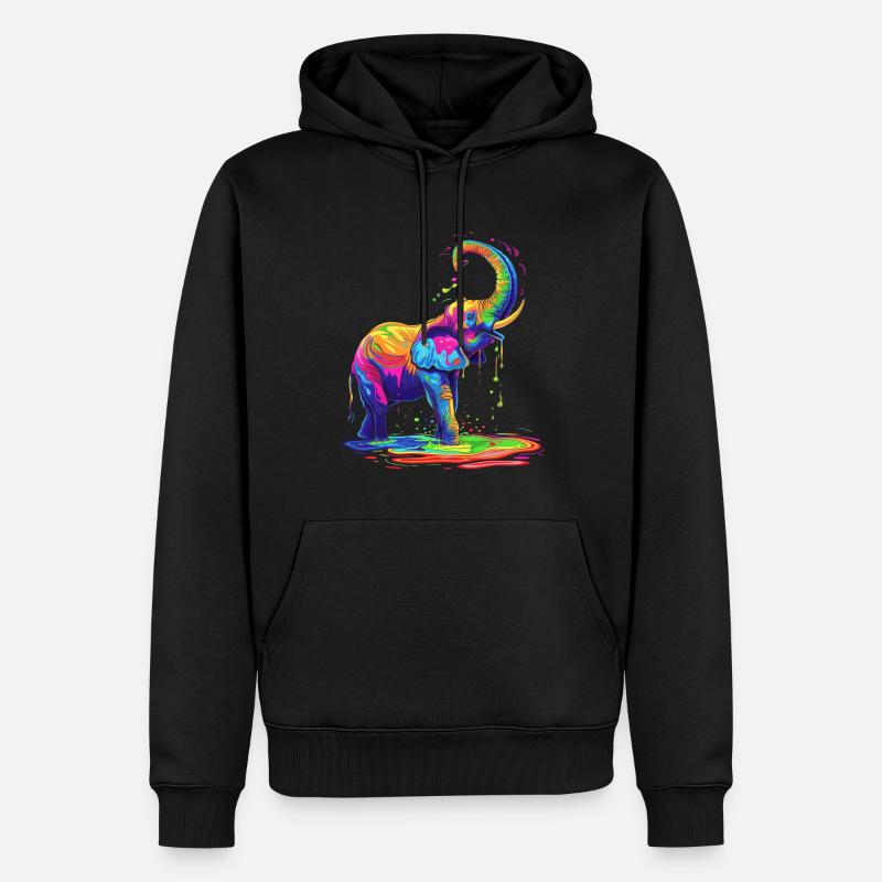 Elefant Tier Pop Art - Männer Premium Bio Hoodie - Schwarz