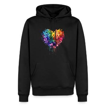 Fleuriste fleur coeur jardinier Pop Art - Sweat à capuche Premium bio Homme - noir - Devant - Nico (187cm)