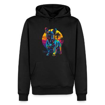Französische Bulldogge Frenchie Hund Strand Sonnen - Männer Premium Bio Hoodie - Schwarz - Vorne - Nico (187cm)