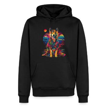 Kimono chien Akita Japon montagne Pop Art - Sweat à capuche Premium bio Homme - noir - Devant - Nico (187cm)