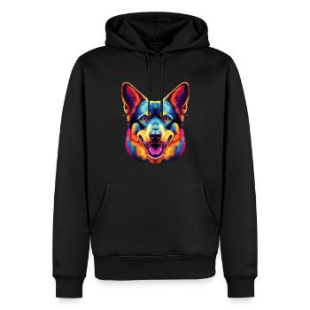 Bouvier australien Pop Art - Sweat à capuche Premium bio Homme - noir - Devant - Nico (187cm)