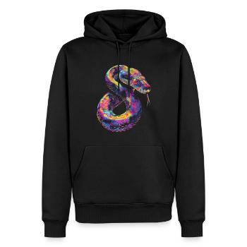 Boule Python serpent Pop Art - Sweat à capuche Premium bio Homme - noir - Devant - Nico (187cm)