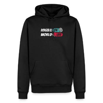Ballon chasseur Völkerball sur World Off - Sweat à capuche Premium bio Homme - noir - Devant - Nico (187cm)