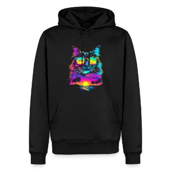 Lunettes de soleil chat birman plage coucher de soleil butt - Sweat à capuche Premium bio Homme - noir - Devant - Nico (187cm)