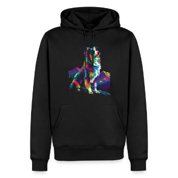 Border Collie Hund Bergwald Pop Art - Männer Premium Bio Hoodie - Schwarz - Vorne - Nico (187cm)