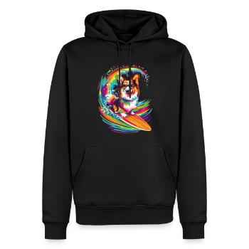 Lunettes de soleil Corgi Dog Surfing Pop Art - Sweat à capuche Premium bio Homme - noir - Devant - Nico (187cm)