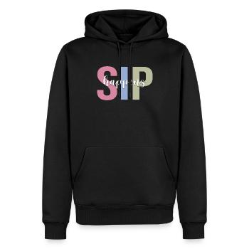 Wine drinker drinks wine glass - Men’s Premium Organic Hoodie - black - Front - Nico (187cm)
