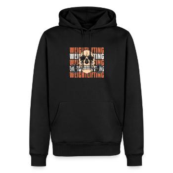 Haltérophilie Haltérophilie - Sweat à capuche Premium bio Homme - noir - Devant - Nico (187cm)