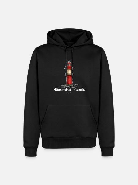 Warnemünde Ostmole Leuchtturm - Männer Premium Bio Hoodie - Schwarz