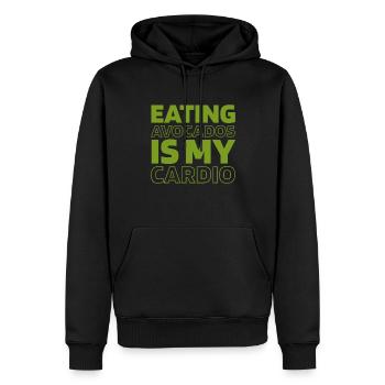 Avocado Funny Cardio Quote - Männer Premium Bio Hoodie - Schwarz - Vorne - Nico (187cm)