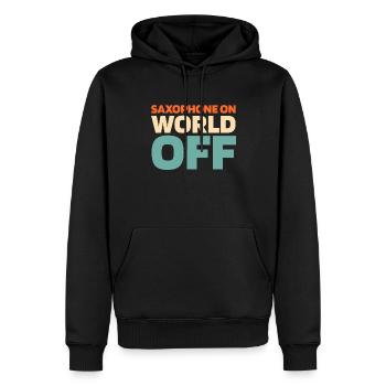 Saxophone Saxophon Saxofon sur World Off - Sweat à capuche Premium bio Homme - noir - Devant - Nico (187cm)