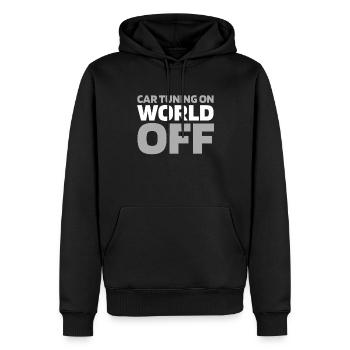 Schrauber Tuning Tuner Car Tuning On World Off - Men’s Premium Organic Hoodie - black - Front - Nico (187cm)
