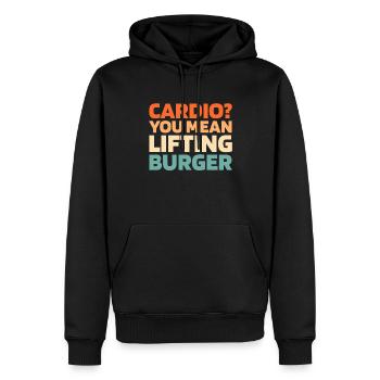 Burger Hamburger Citation cardio amusante - Sweat à capuche Premium bio Homme - noir - Devant - Nico (187cm)