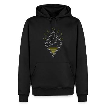 Wolf Abstrakt Moon Phases - Männer Premium Bio Hoodie - Schwarz - Vorne - Nico (187cm)