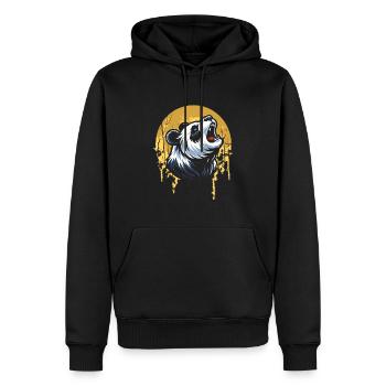 Großer Panda Pandabär Moon Howling - Männer Premium Bio Hoodie - Schwarz - Vorne - Nico (187cm)
