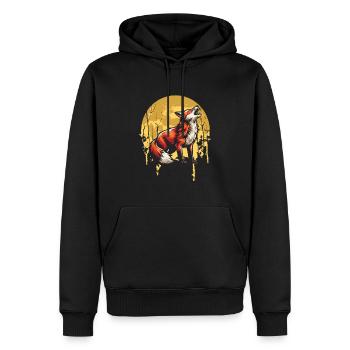 Hurlement de la lune du renard - Sweat à capuche Premium bio Homme - noir - Devant - Nico (187cm)