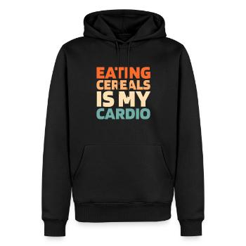 Frühstück Müsli Cereal Funny Cardio Quote - Männer Premium Bio Hoodie - Schwarz - Vorne - Nico (187cm)