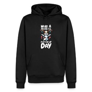 Papillon Witzig Fucked Up Day - Männer Premium Bio Hoodie - Schwarz - Vorne - Nico (187cm)