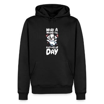 Bichon Frize Drôle Jour de merde - Sweat à capuche Premium bio Homme - noir - Devant - Nico (187cm)