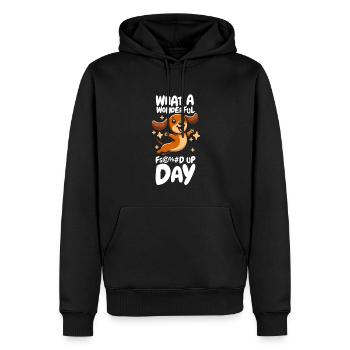 Teckel Dachshund Drôle Jour de merde - Sweat à capuche Premium bio Homme - noir - Devant - Nico (187cm)