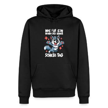 Wolf Funny Please Shut Up - Men’s Premium Organic Hoodie - black - Front - Nico (187cm)