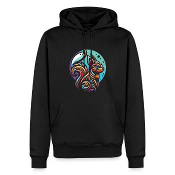 Phases de lune écureuil - Sweat à capuche Premium bio Homme - noir - Devant - Nico (187cm)
