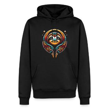 Phases de lune paresseuses - Sweat à capuche Premium bio Homme - noir - Devant - Nico (187cm)