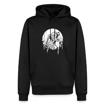 Hurlement de la lune guépard - Sweat à capuche Premium bio Homme - noir - Devant - Nico (187cm)
