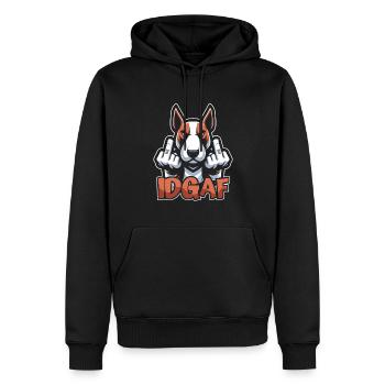 Bull Terrier Es Ist Mir Scheißegal Idgaf - Männer Premium Bio Hoodie - Schwarz - Vorne - Nico (187cm)