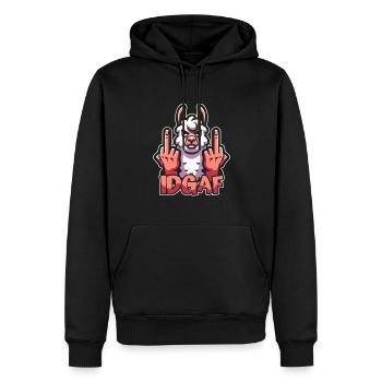 Lama Llama Es Ist Mir Scheißegal Idgaf - Männer Premium Bio Hoodie - Schwarz - Vorne - Nico (187cm)