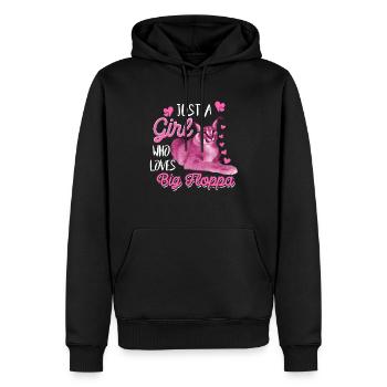 Big Floppa Caracal Cat Meme Girl qui aime Big Flo - Sweat à capuche Premium bio Homme - noir - Devant - Nico (187cm)