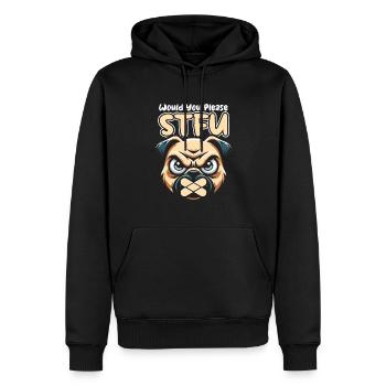 Carlin Chien Tais-toi S’il te plaît Tais-toi - Sweat à capuche Premium bio Homme - noir - Devant - Nico (187cm)