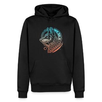 Dobermann Stammes Moon Phases - Männer Premium Bio Hoodie - Schwarz - Vorne - Nico (187cm)