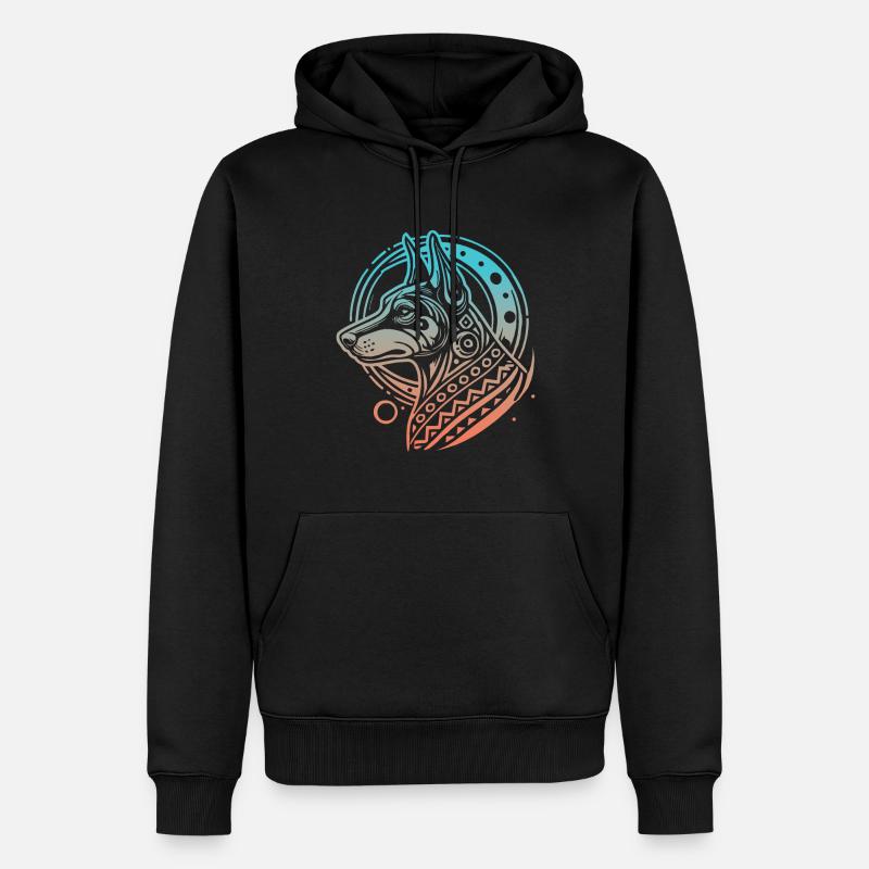 Dobermann Stammes Moon Phases - Männer Premium Bio Hoodie - Schwarz